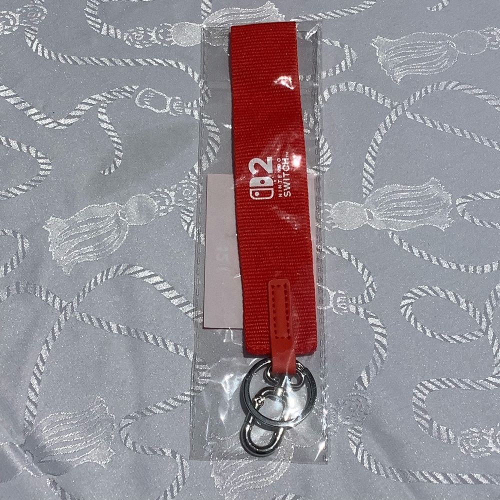 Nintendo Logo Switch 2 - Wristlet Red Keychain with Silver Ring